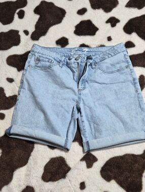 Seven7 Light Blue Denim Roll-Cuff Shorts